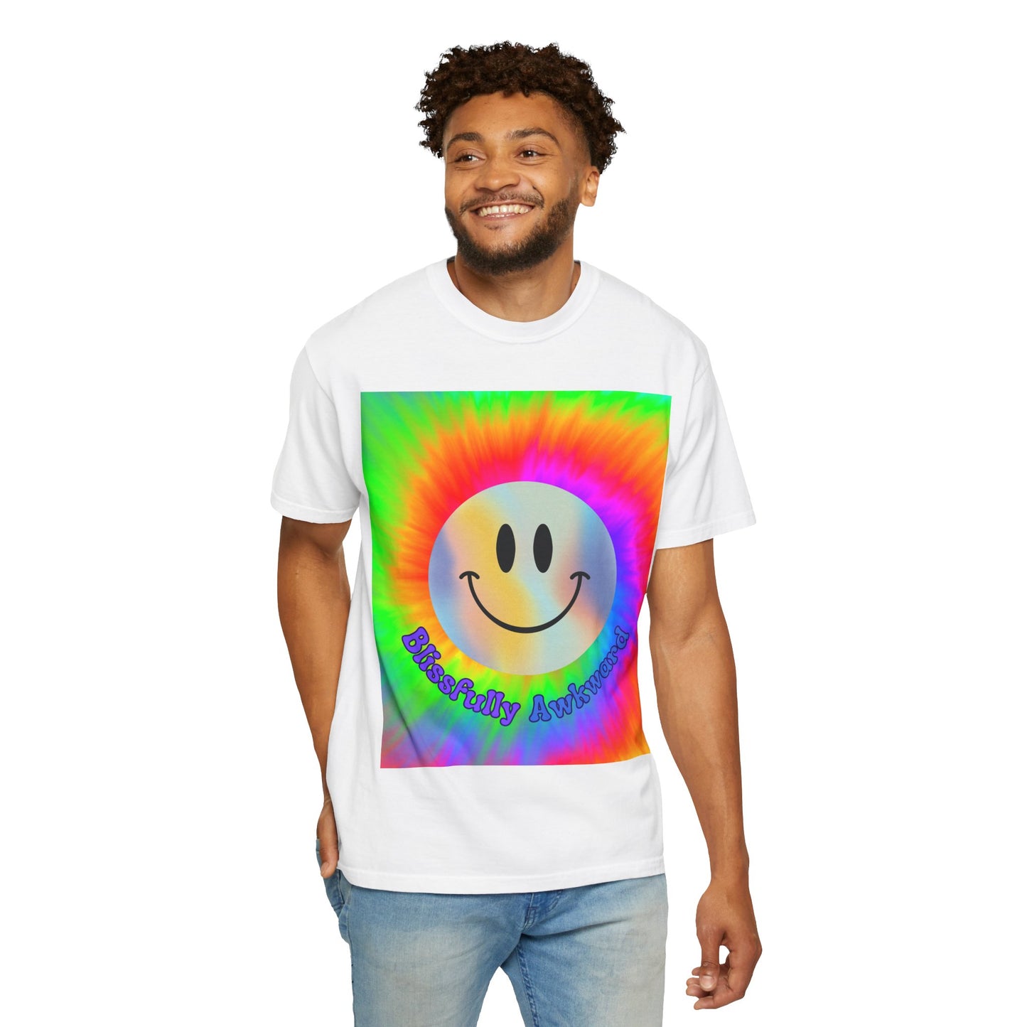 "Blissfully Awkward" Tie-Dye Smiley T-Shir