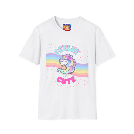 FEELIN' CUTE Unisex Unicorn Soft Style T-Shirt – Adorable Comfort for All